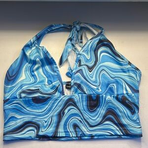 shein blue halter top